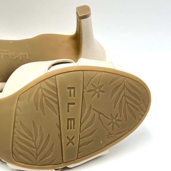 Lifestride Size 11 Mega Almond Cream Faux Vegan Leather Open Toe Heels Shoes - Picture 13 of 15